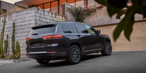 New 2026 Jeep Grand Cherokee parked, Stunning back profile