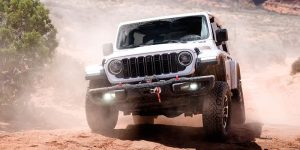 2026 White Jeep Wrangler off-roading