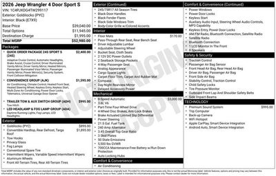 2026 Jeep Wrangler WRANGLER 4-DOOR SPORT S