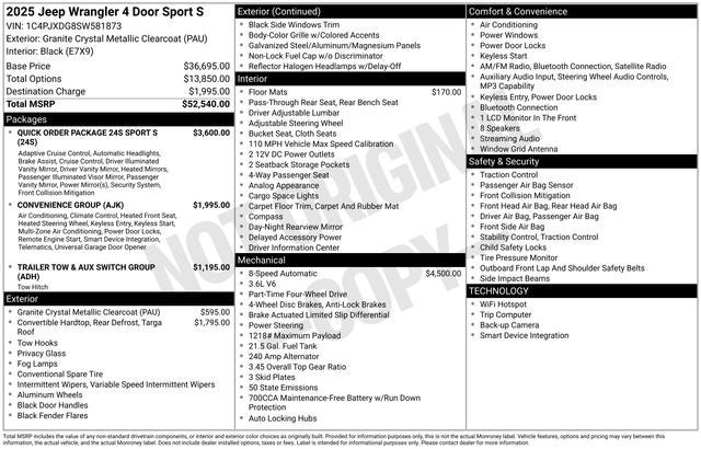 2025 Jeep Wrangler WRANGLER 4-DOOR SPORT S
