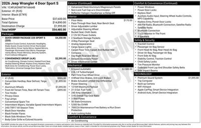 2026 Jeep Wrangler WRANGLER 4-DOOR SPORT S