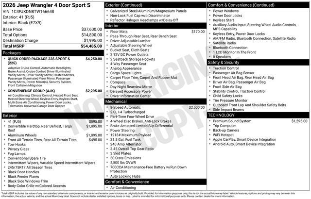 2026 Jeep Wrangler WRANGLER 4-DOOR SPORT S