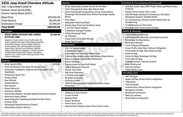 2026 Jeep Grand Cherokee GRAND CHEROKEE LAREDO ALTITUDE 4X4