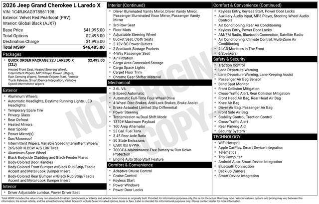 2026 Jeep Grand Cherokee GRAND CHEROKEE L LAREDO X 4X4