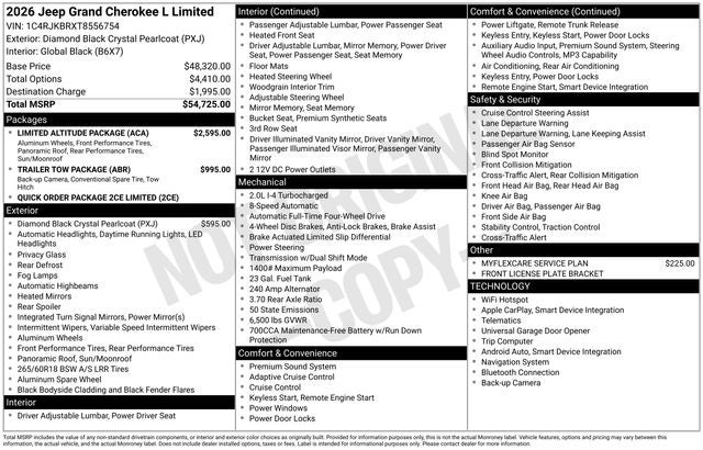 2026 Jeep Grand Cherokee GRAND CHEROKEE L LIMITED 4X4