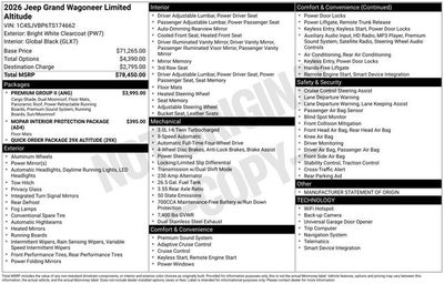 2026 Jeep Grand Wagoneer GRAND WAGONEER LIMITED ALTITUDE 4X4