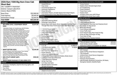 2026 RAM Ram 1500 RAM 1500 BIG HORN CREW CAB 4X4 5'7' BOX