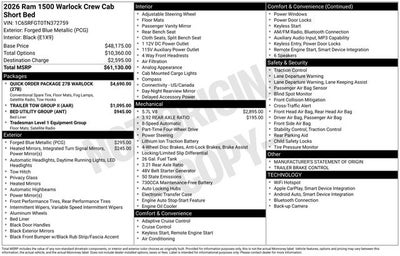 2026 RAM Ram 1500 RAM 1500 WARLOCK CREW CAB 4X4 5'7' BOX