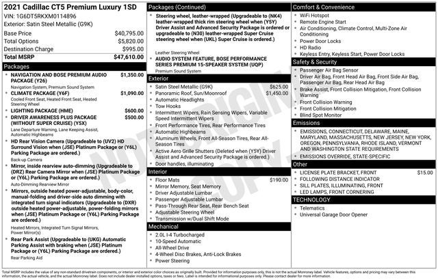 2021 Cadillac CT5 Premium Luxury