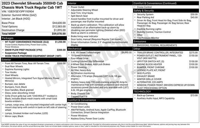 2023 Chevrolet Silverado 3500HD Chassis Work Truck