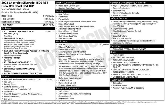 2021 Chevrolet Silverado 1500 4WD Crew Cab Short Bed RST