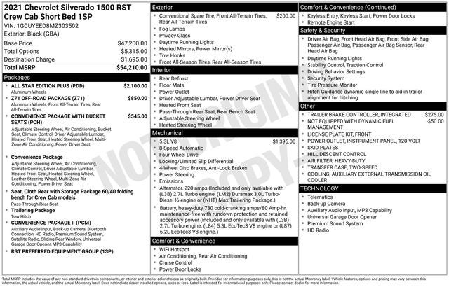2021 Chevrolet Silverado 1500 4WD Crew Cab Short Bed RST
