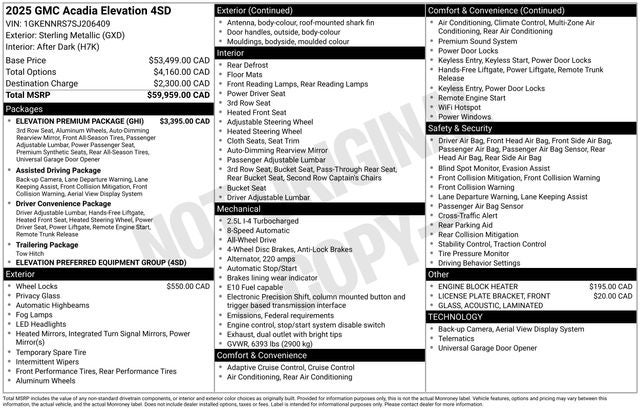 2025 GMC Acadia Elevation AWD