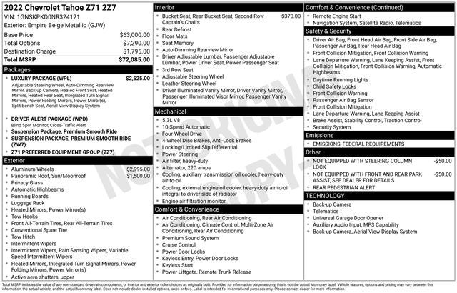 2022 Chevrolet Tahoe 4WD Z71