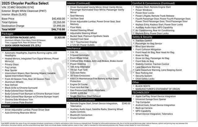 2025 Chrysler Pacifica PACIFICA SELECT