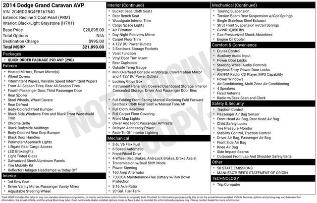 2014 Dodge Grand Caravan American Value Pkg