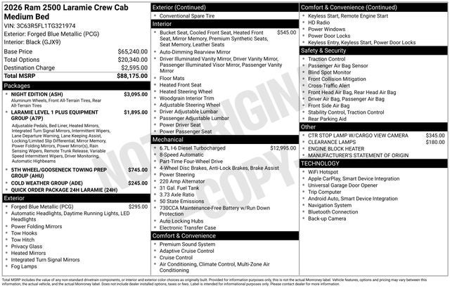 2026 RAM Ram 2500 RAM 2500 LARAMIE CREW CAB 4X4 6'4' BOX