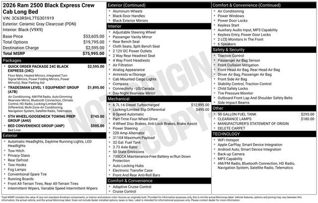2026 RAM Ram 2500 RAM 2500 BLACK EXPRESS CREW CAB 4X4 8' BOX