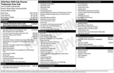 2024 RAM Ram 3500 Chassis Cab RAM 3500 TRADESMAN CREW CAB CHASSIS 4X4 60' CA