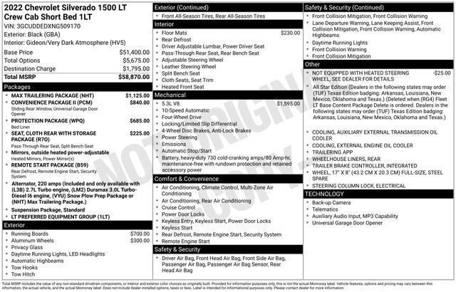 2022 Chevrolet Silverado 1500 4WD Crew Cab Standard Bed LT