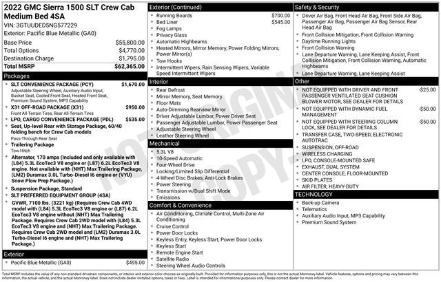 2022 GMC Sierra 1500 4WD Crew Cab Standard Box SLT