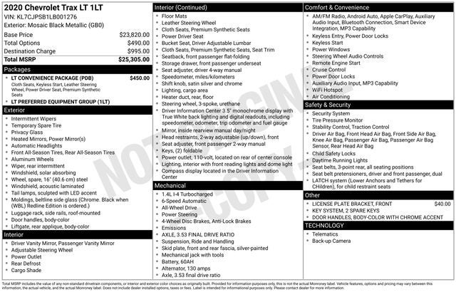 2020 Chevrolet Trax AWD LT